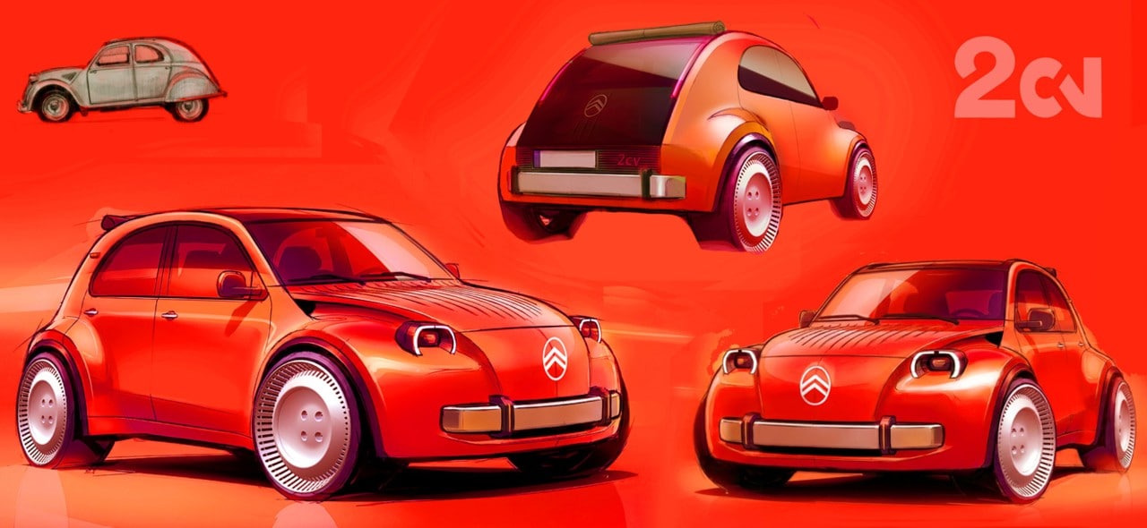 Come rifare la 2CV senza copiarla: la sfida di Citroën è già nei bozzetti